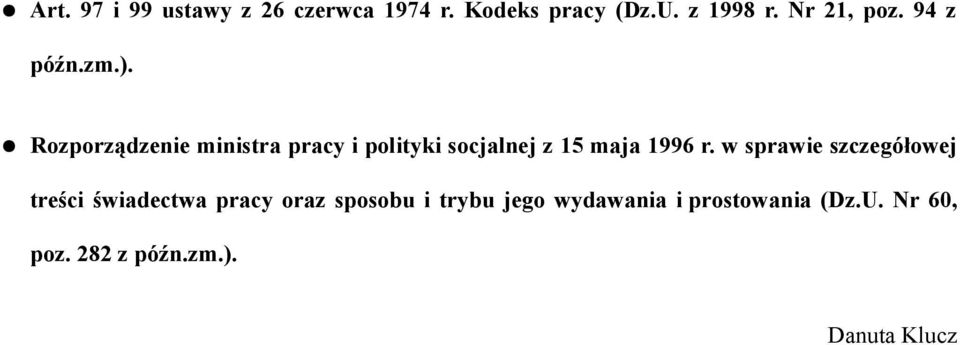 Rozporządzenie ministra pracy i polityki socjalnej z 15 maja 1996 r.