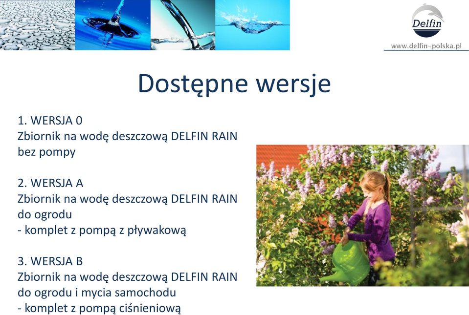 WERSJA A Zbiornik na wodę deszczową DELFIN RAIN do ogrodu - komplet