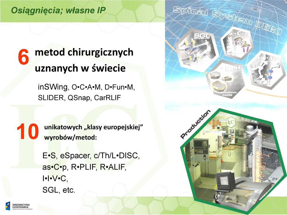 10 unikatowych klasy europejskiej wyrobów/metod: E S,