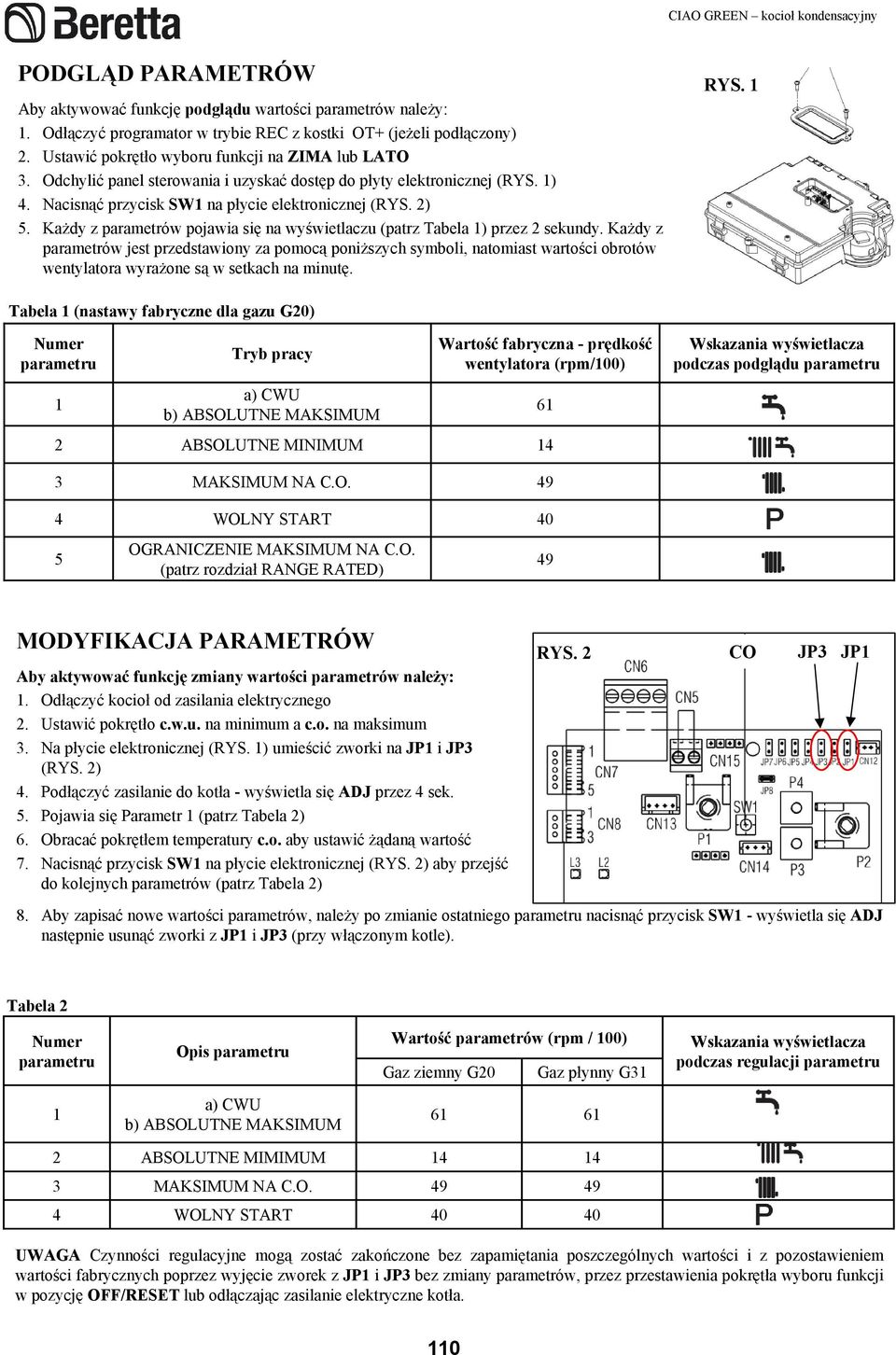 KaŜdy z parametrów pojawia się na wyświetlaczu (patrz Tabela 1) przez 2 sekundy.