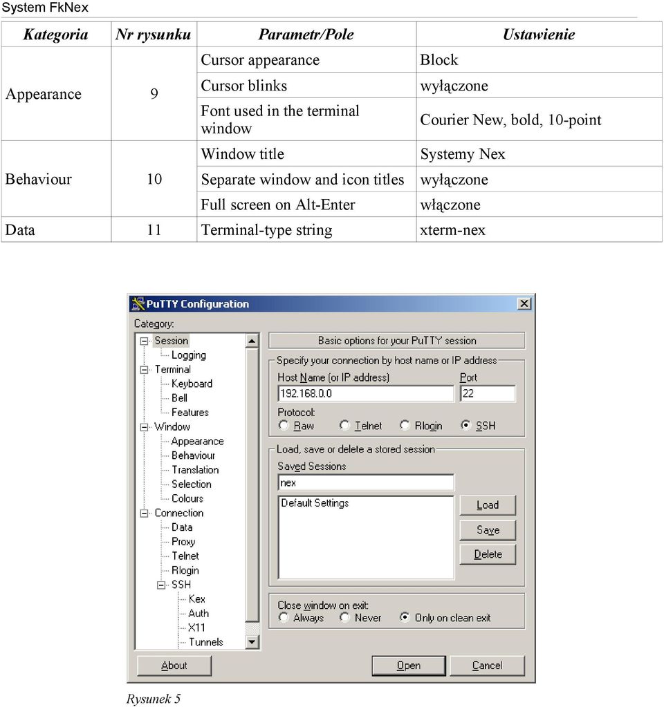 wyłączone Courier New, bold, 10-point Systemy Nex Separate window and icon titles