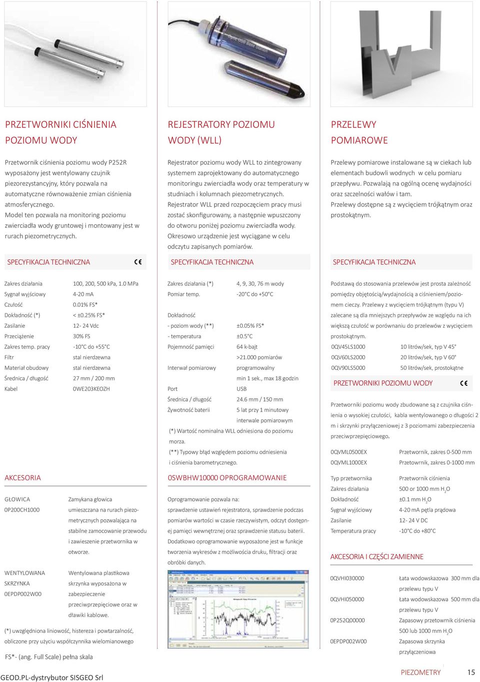 REJESTRATORY POZIOMU WODY (WLL) Rejestrator poziomu wody WLL to zintegrowany systemem zaprojektowany do automatycznego monitoringu zwierciadła wody oraz temperatury w studniach i kolumnach