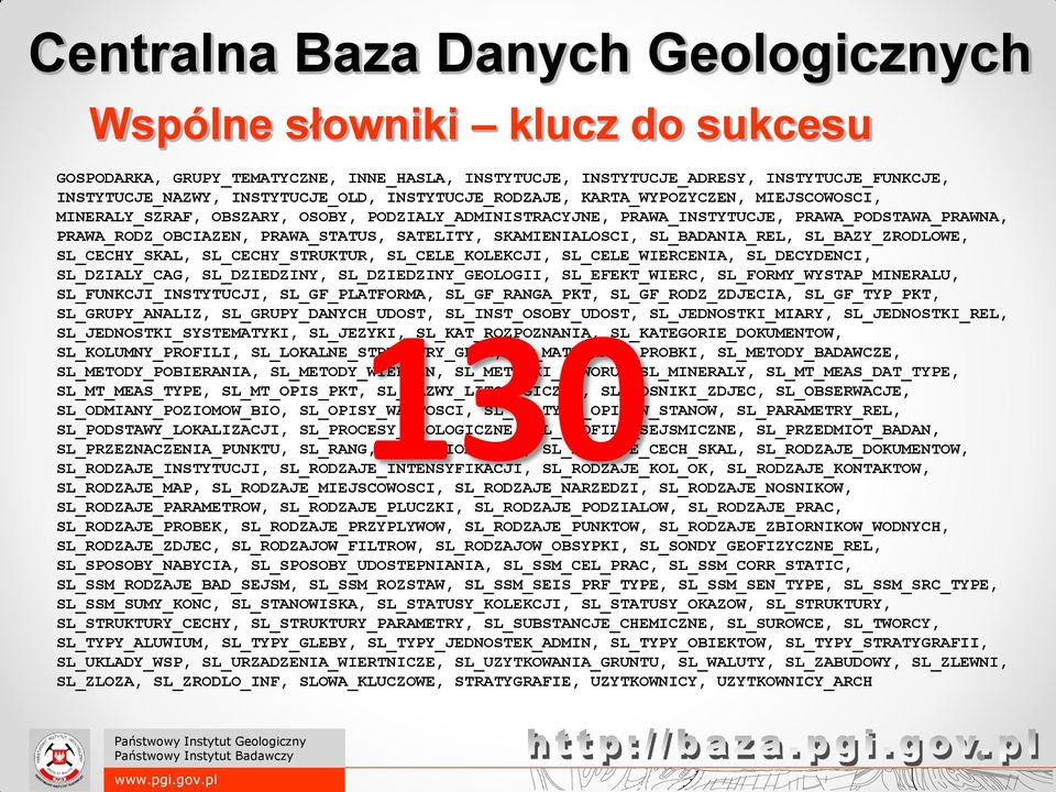 SL_BAZY_ZRODLOWE, SL_CECHY_SKAL, SL_CECHY_STRUKTUR, SL_CELE_KOLEKCJI, SL_CELE_WIERCENIA, SL_DECYDENCI, SL_DZIALY_CAG, SL_DZIEDZINY, SL_DZIEDZINY_GEOLOGII, SL_EFEKT_WIERC, SL_FORMY_WYSTAP_MINERALU,