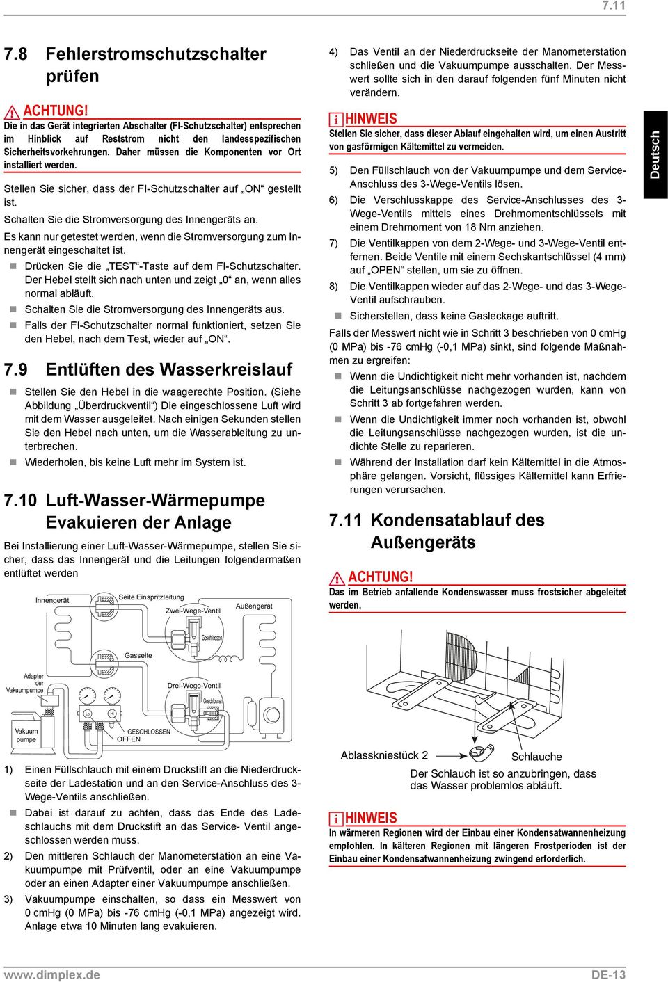 Daher müssen die Komponenten vor Ort installiert werden. Stellen Sie sicher, dass der FI-Schutzschalter auf ON gestellt ist. Schalten Sie die Stromversorgung des Innengeräts an.