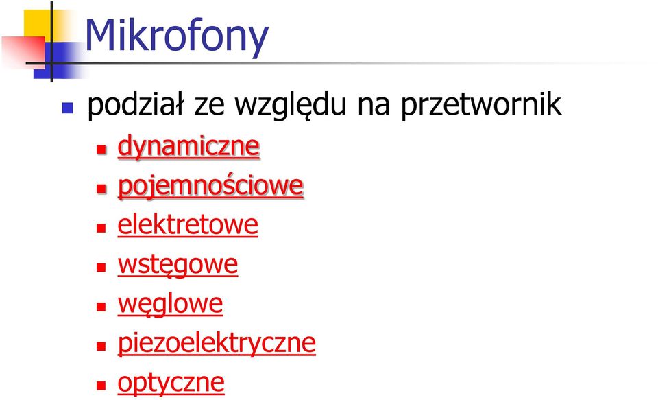 pojemnościowe elektretowe