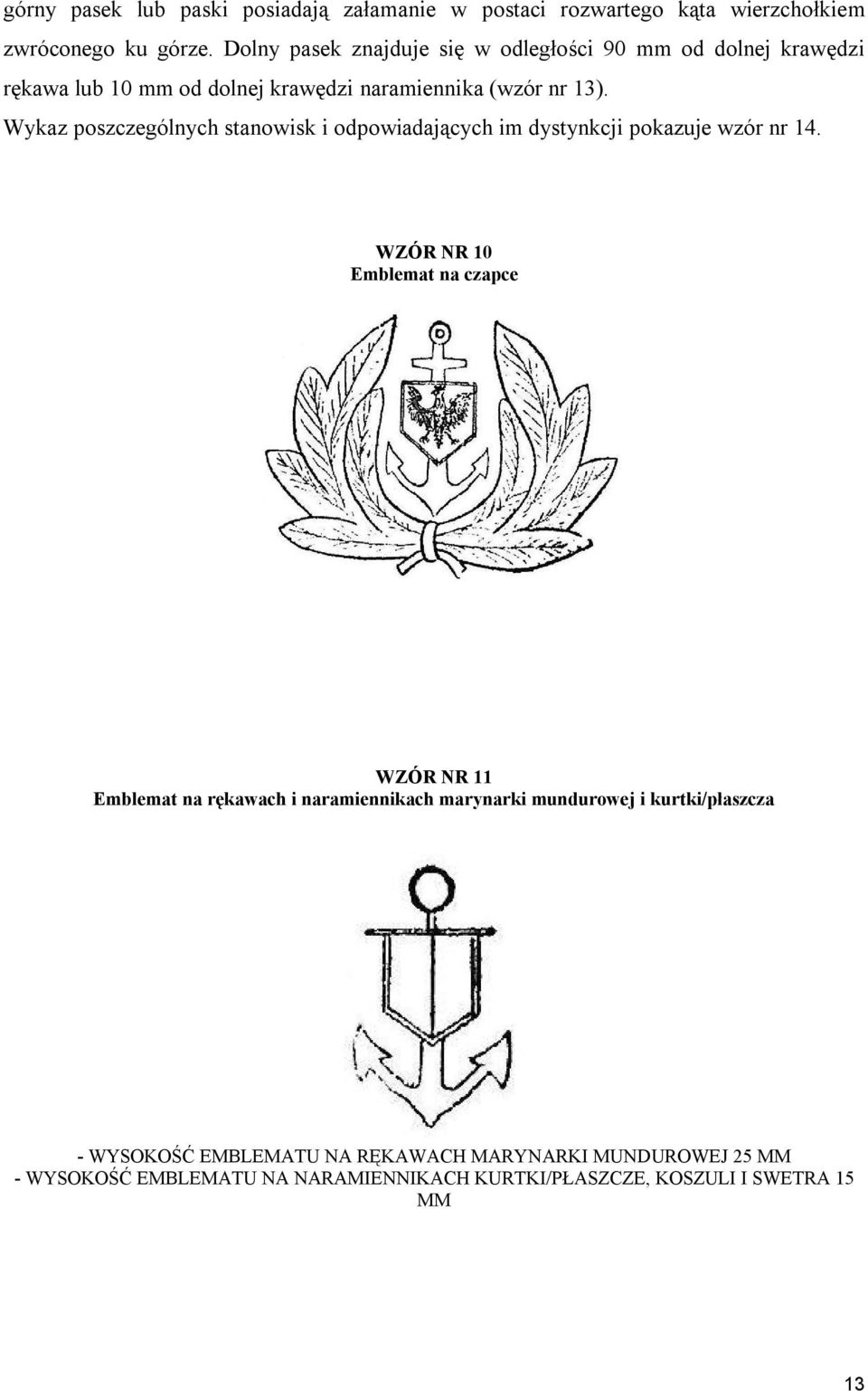 Wykaz poszczególnych stanowisk i odpowiadających im dystynkcji pokazuje wzór nr 14.