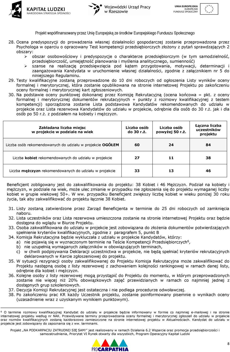 szanse na realizację przedsięwzięcia pod kątem przygotowania, motywacji, determinacji i zaangażowania Kandydata w uruchomienie własnej działalności, zgodnie z załącznikiem nr 5 do niniejszego