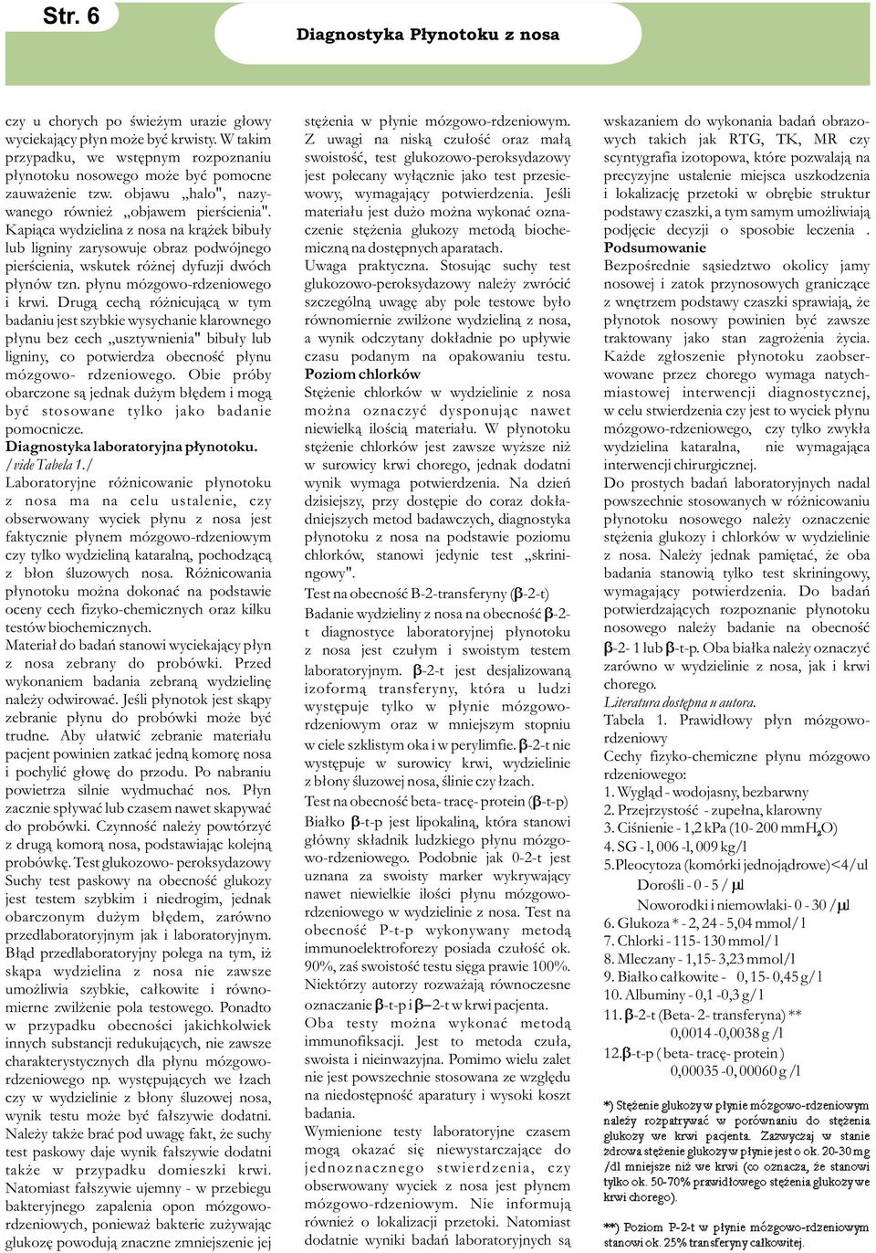 Kapi¹ca wydzielina z nosa na kr¹ ek bibu³y lub ligniny zarysowuje obraz podwójnego pierœcienia, wskutek ró nej dyfuzji dwóch p³ynów tzn. p³ynu mózgowo-rdzeniowego i krwi.