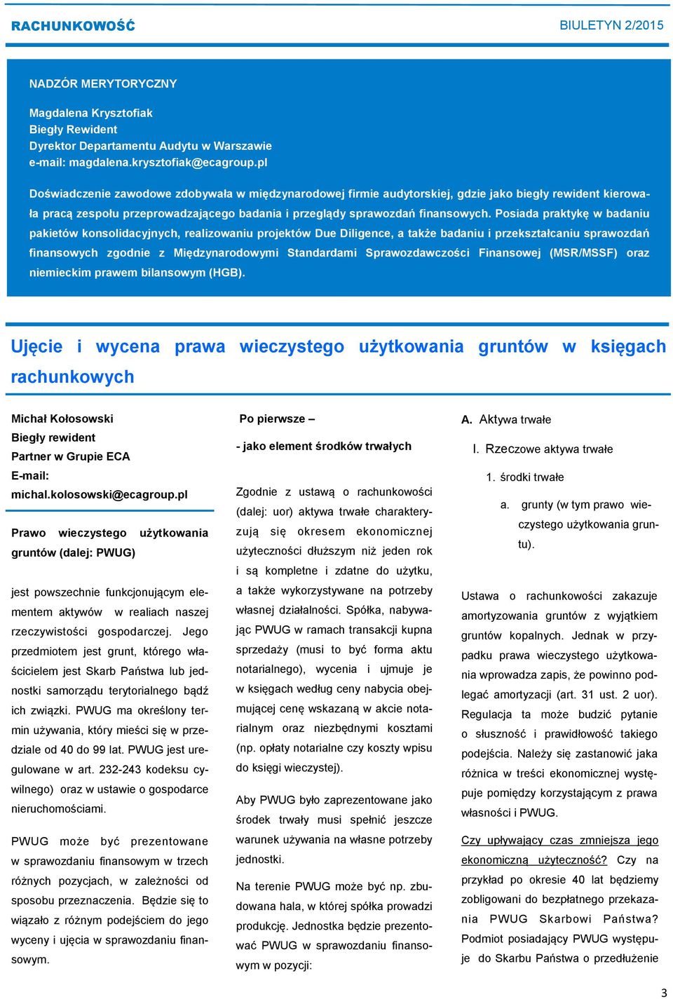 Posiada praktykę w badaniu pakietów konsolidacyjnych, realizowaniu projektów Due Diligence, a także badaniu i przekształcaniu sprawozdań finansowych zgodnie z Międzynarodowymi Standardami