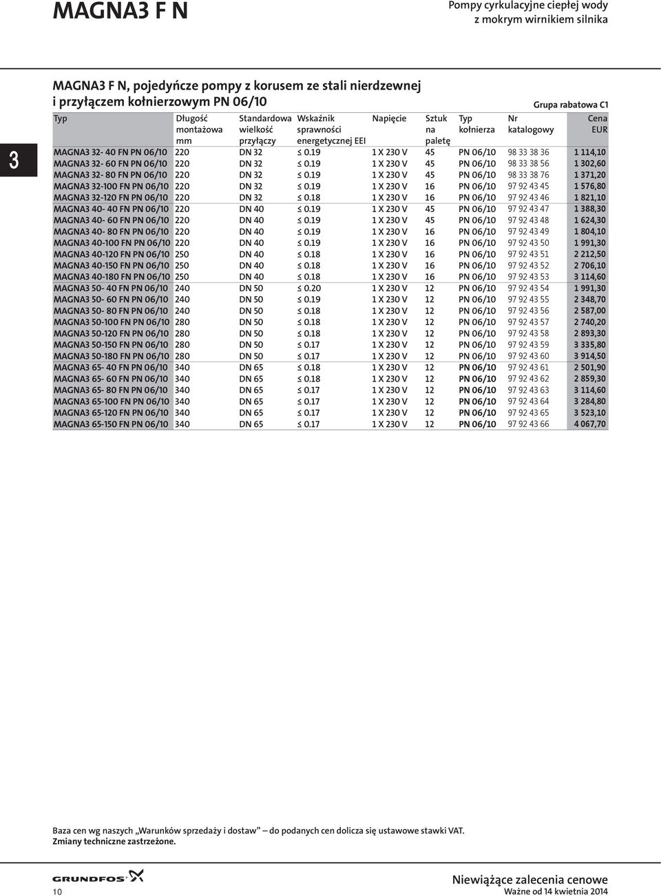19 1 X 230 V 45 PN 06/10 98 33 38 36 1 114,10 MAGNA3 32-60 FN PN 06/10 220 DN 32 0.19 1 X 230 V 45 PN 06/10 98 33 38 56 1 302,60 MAGNA3 32-80 FN PN 06/10 220 DN 32 0.