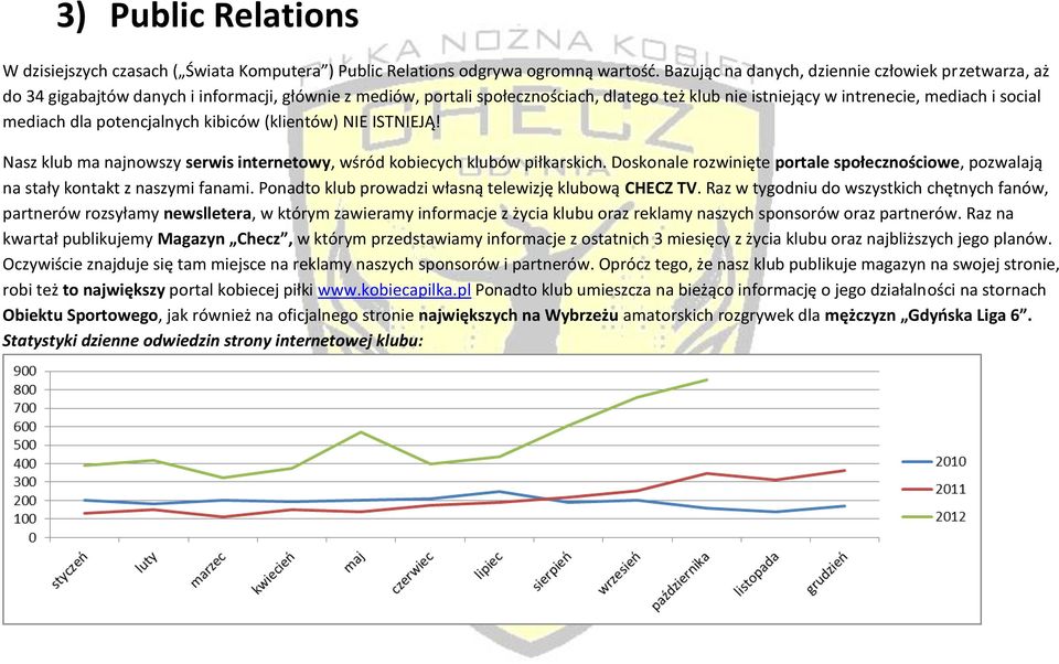 mediach dla potencjalnych kibiców (klientów) NIE ISTNIEJĄ! Nasz klub ma najnowszy serwis internetowy, wśród kobiecych klubów piłkarskich.