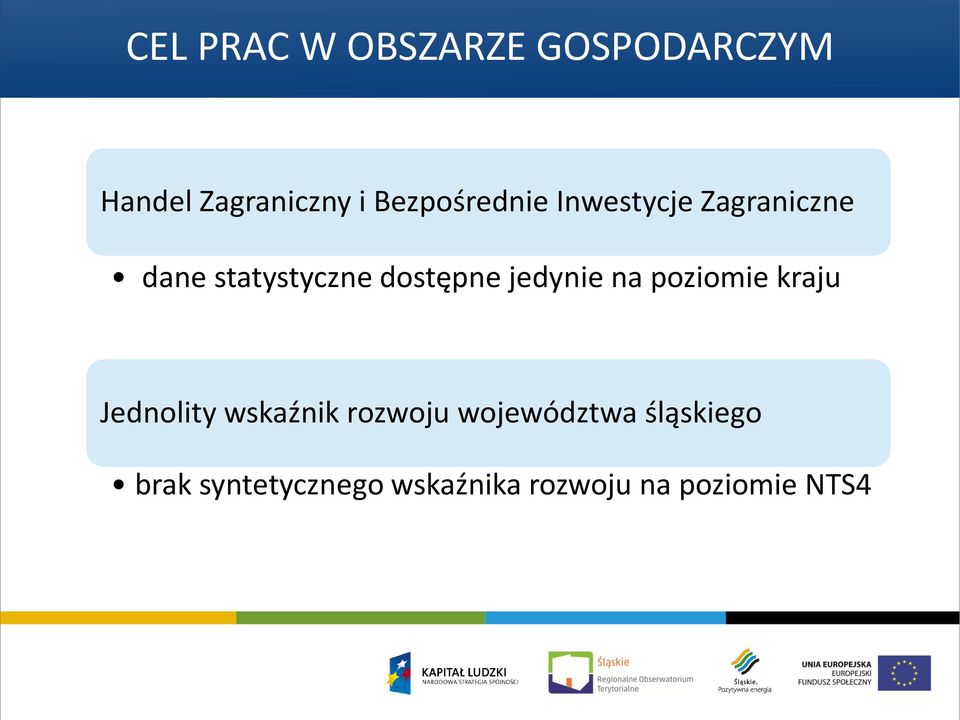 dostępne jedynie na poziomie kraju Jednolity wskaźnik rozwoju