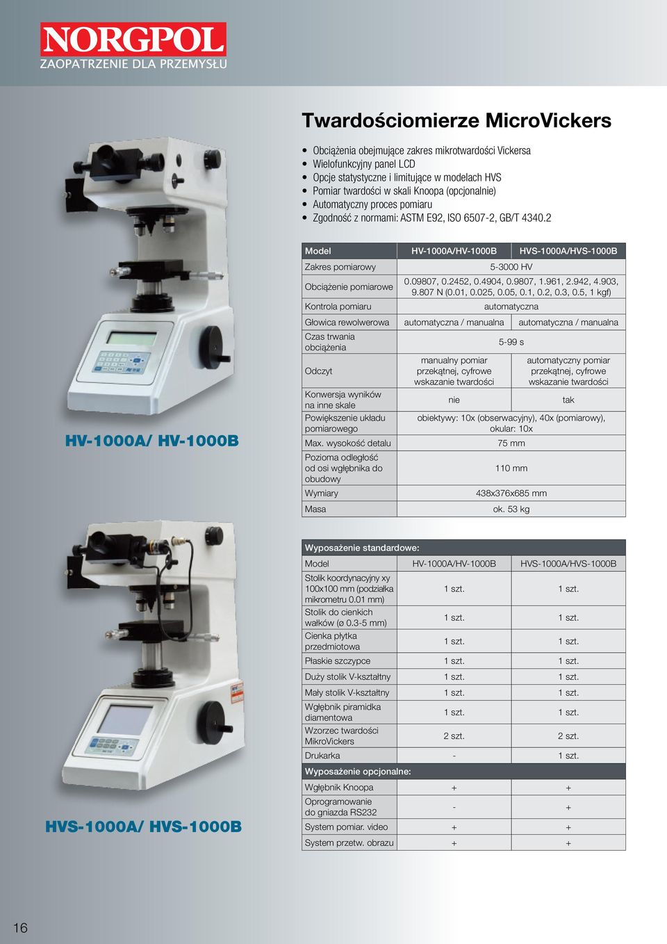 2 HV-1000A/ HV-1000B Model HV-1000A/HV-1000B HVS-1000A/HVS-1000B Zakres pomiarowy Obciążenie pomiarowe Kontrola pomiaru 5-3000 HV 0.09807, 0.2452, 0.4904, 0.9807, 1.961, 2.942, 4.903, 9.807 N (0.