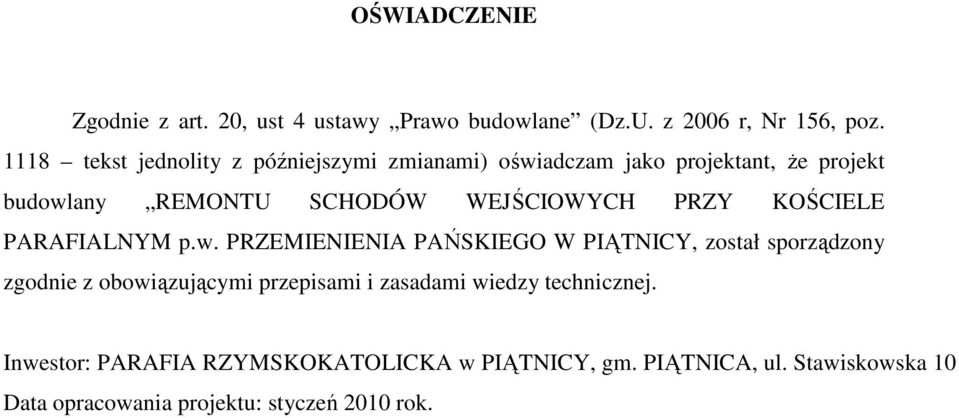 PRZY KOŚCIELE PARAFIALNYM p.w.