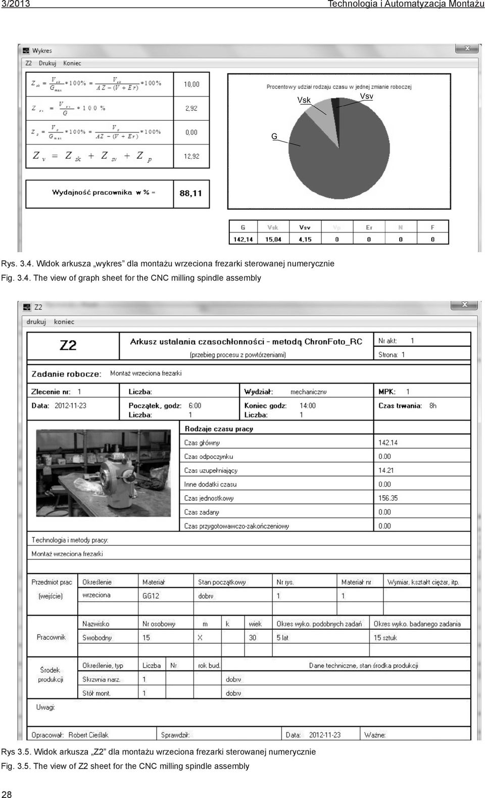 The view of graph sheet for the CNC milling spindle assembly Rys 3.5.