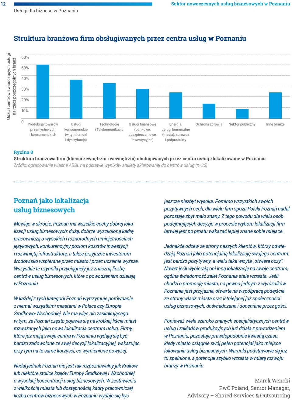 (bankowe, ubezpieczeniowe, inwestycyjne) Energia, usługi komunalne (media), surowce i półprodukty Ochrona zdrowia Sektor publiczny Inne branże Rycina 8 Struktura branżowa firm (klienci zewnętrzni i