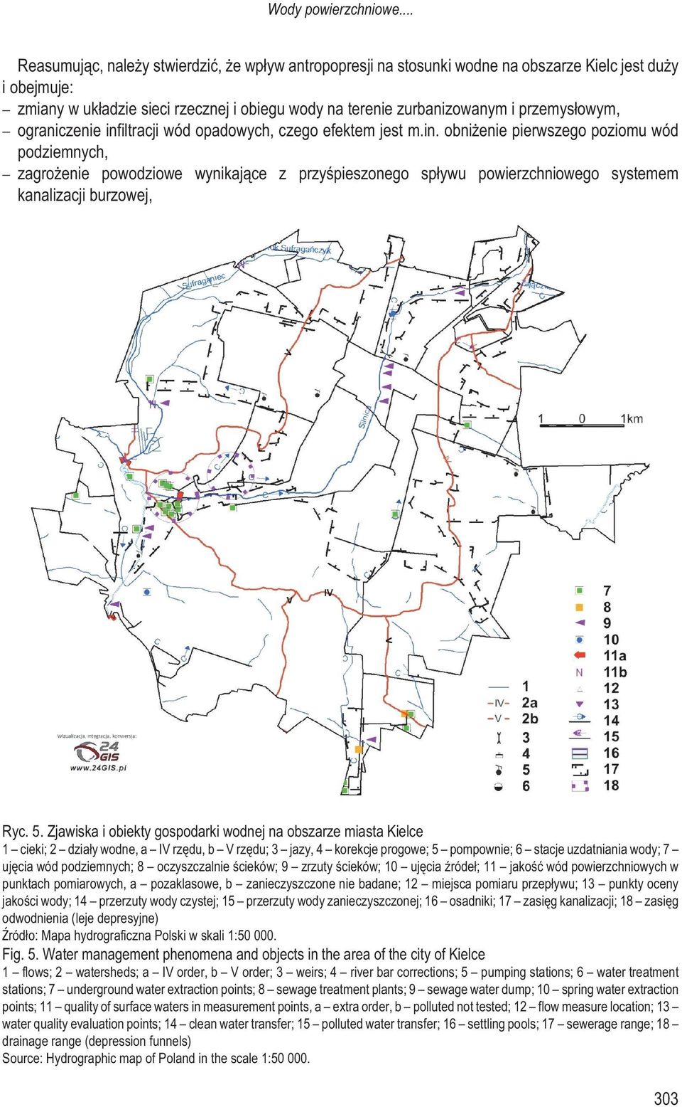 przemys³owym, ograniczenie infiltracji wód opadowych, czego efektem jest m.in. obni enie pierwszego poziomu wód podziemnych, zagro enie powodziowe wynikaj¹ce z przyœpieszonego sp³ywu powierzchniowego systemem kanalizacji burzowej, Ryc.