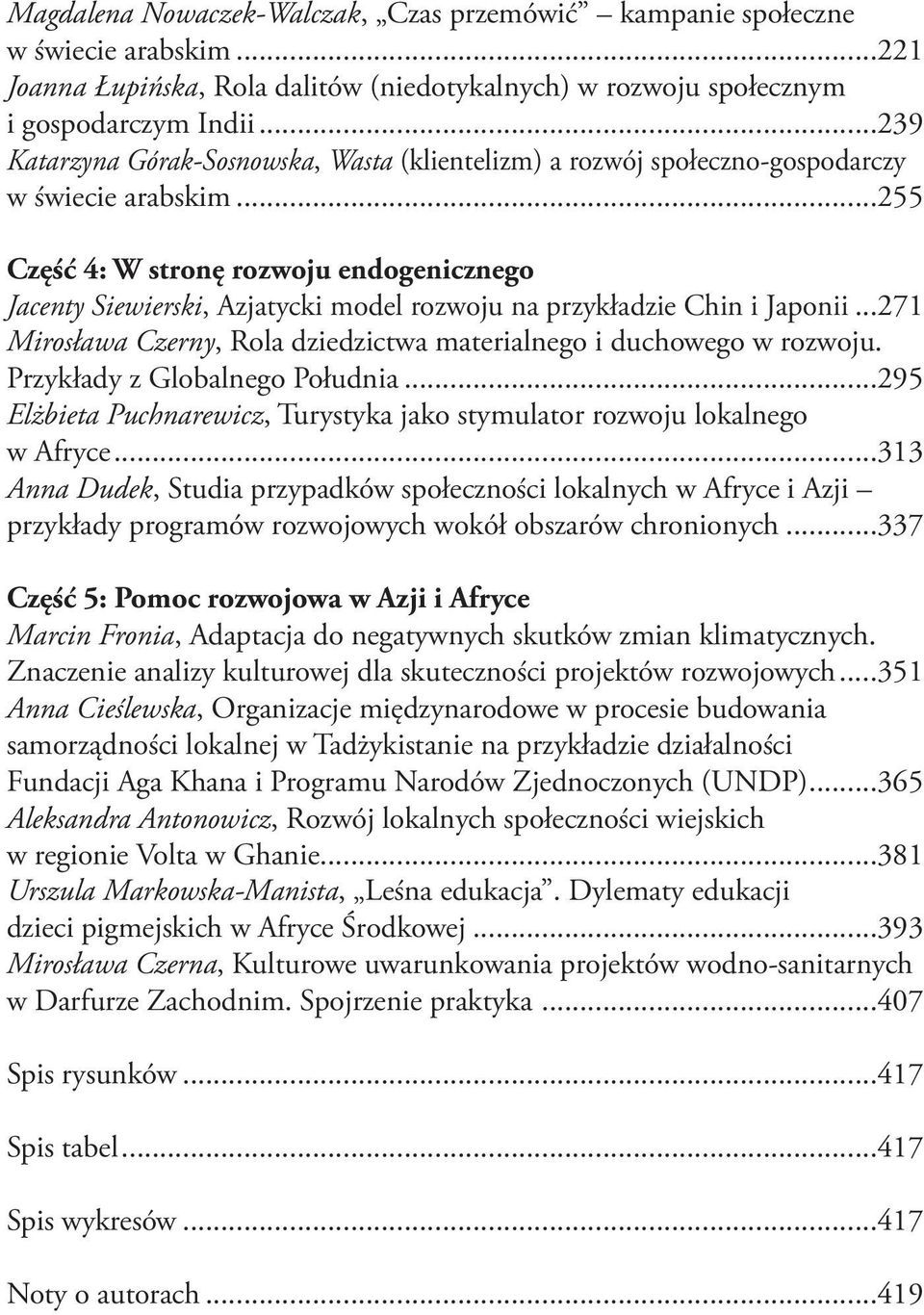 ..255 Część 4: W stronę rozwoju endogenicznego Jacenty Siewierski, Azjatycki model rozwoju na przykładzie Chin i Japonii...271 Mirosława Czerny, Rola dziedzictwa materialnego i duchowego w rozwoju.