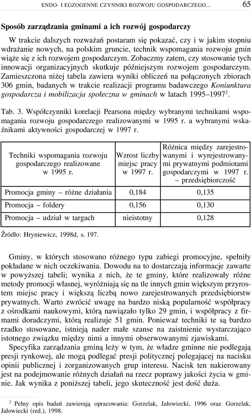 gmin wiąże się z ich rozwojem gospodarczym. Zobaczmy zatem, czy stosowanie tych innowacji organizacyjnych skutkuje późniejszym rozwojem gospodarczym.