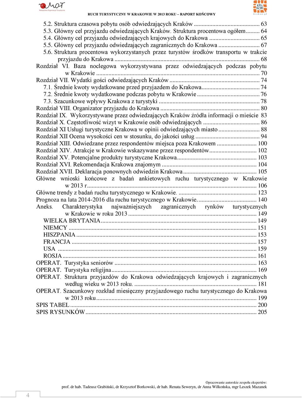 .. 68 Rozdział VI. Baza noclegowa wykorzystywana przez odwiedzających podczas pobytu w Krakowie... 70 Rozdział VII. Wydatki gości odwiedzających Kraków... 74 7.1.