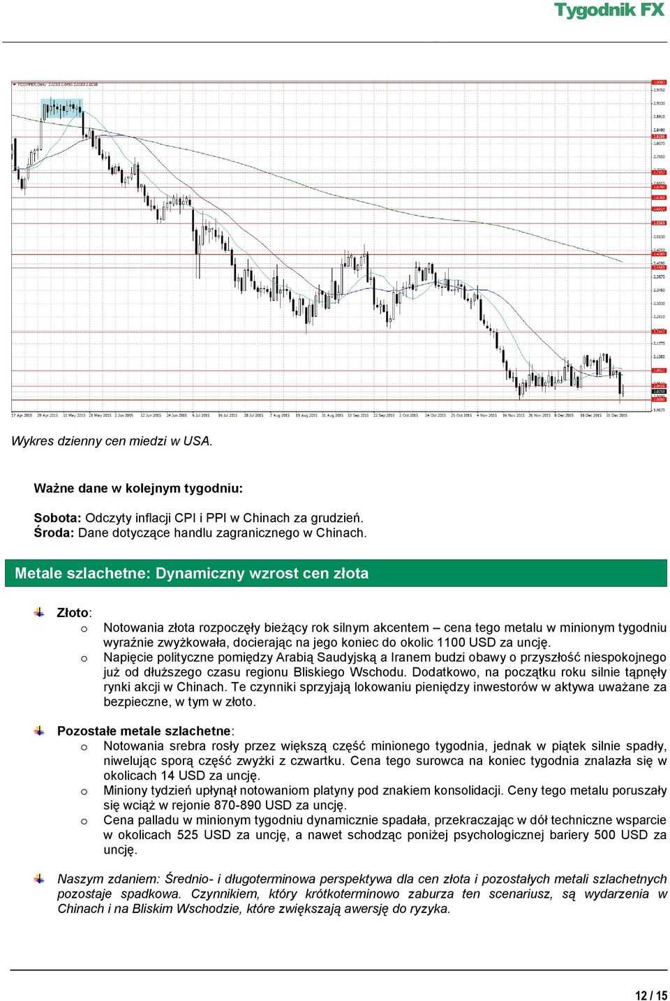 okolic 1100 USD za uncję. Napięcie polityczne pomiędzy Arabią Saudyjską a Iranem budzi obawy o przyszłość niespokojnego już od dłuższego czasu regionu Bliskiego Wschodu.