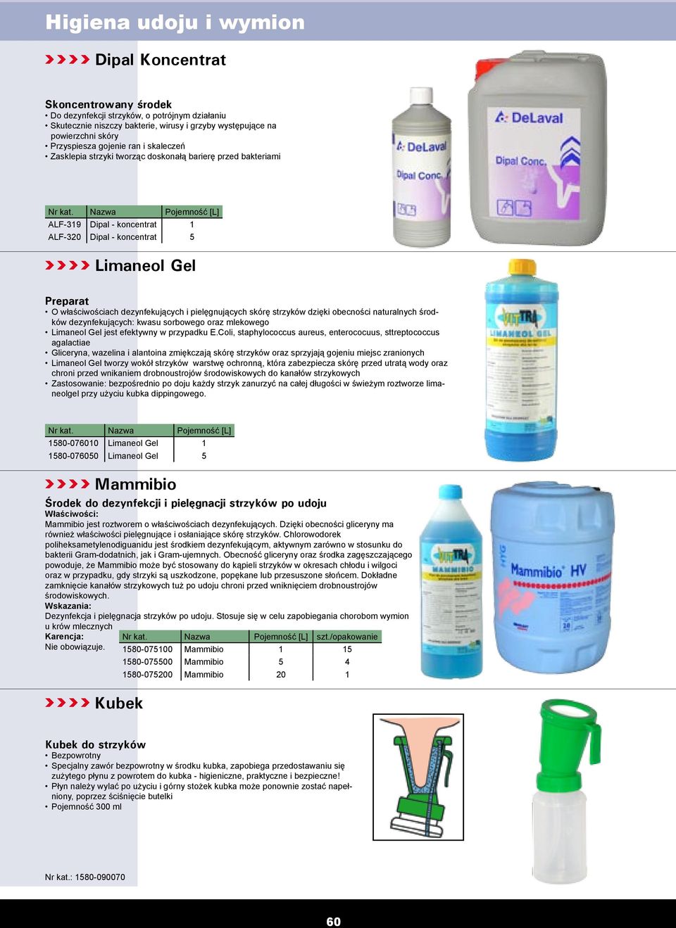 Nazwa Pojemność [L] ALF-319 Dipal - koncentrat 1 ALF-320 Dipal - koncentrat 5 Limaneol gel Preparat O właściwościach dezynfekujących i pielęgnujących skórę strzyków dzięki obecności naturalnych