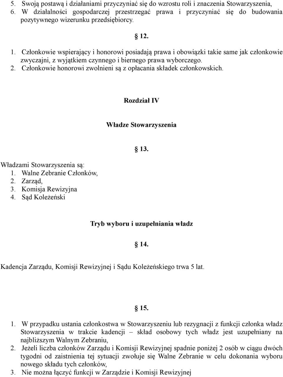 . 1. Członkowie wspierający i honorowi posiadają prawa i obowiązki takie same jak członkowie zwyczajni, z wyjątkiem czynnego i biernego prawa wyborczego. 2.