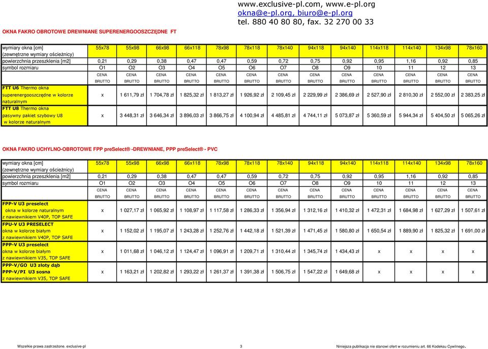 U8 x 3 448,31 zł 3 646,34 zł 3 896,03 zł 3 866,75 zł 4 100,94 zł 4 485,81 zł 4 744,11 zł 5 073,87 zł 5 360,59 zł 5 944,34 zł 5 404,50 zł 5 065,26 zł w kolorze naturalnym OKNA FAKRO UCHYLNO-OBROTOWE