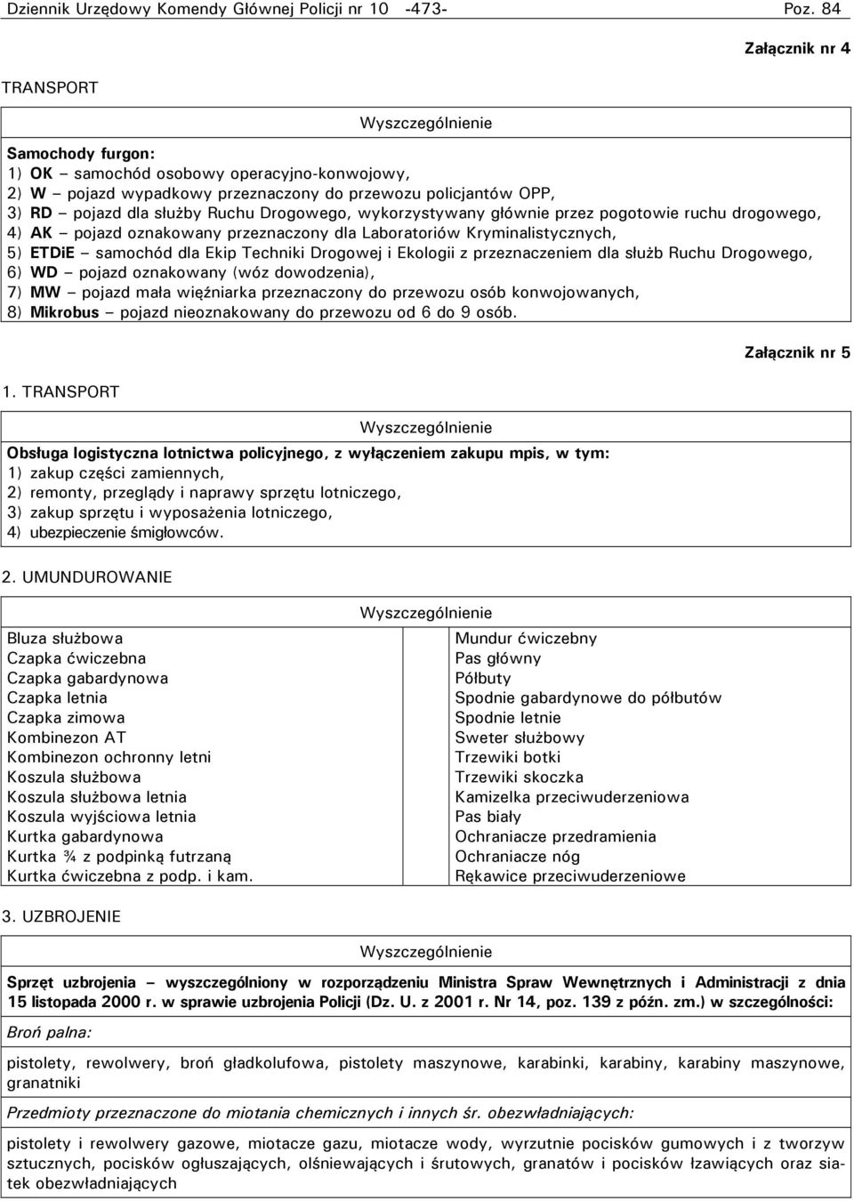 Ruchu Drogowego, wykorzystywany głównie przez pogotowie ruchu drogowego, 4) AK pojazd oznakowany przeznaczony dla Laboratoriów Kryminalistycznych, 5) ETDiE samochód dla Ekip Techniki Drogowej i