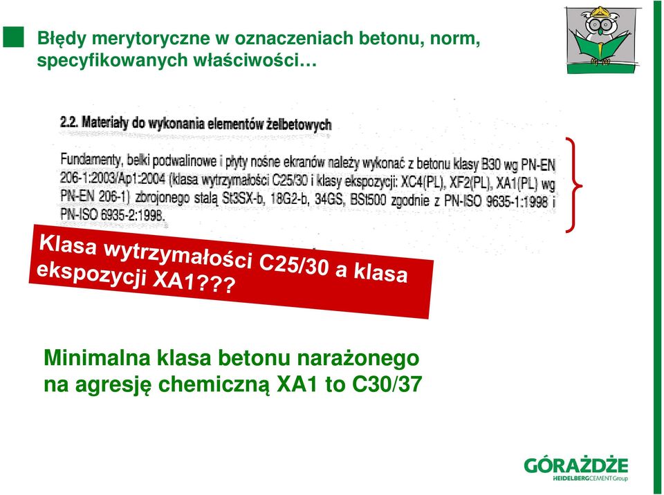 właściwości Minimalna klasa betonu