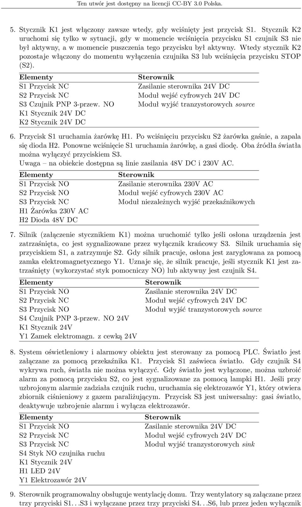 Wtedy stycznik K2 pozostaje włączony do momentu wyłączenia czujnika S3 lub wciśnięcia przycisku STOP (S2). S1 Przycisk NC S2 Przycisk NC S3 Czujnik PNP 3-przew.