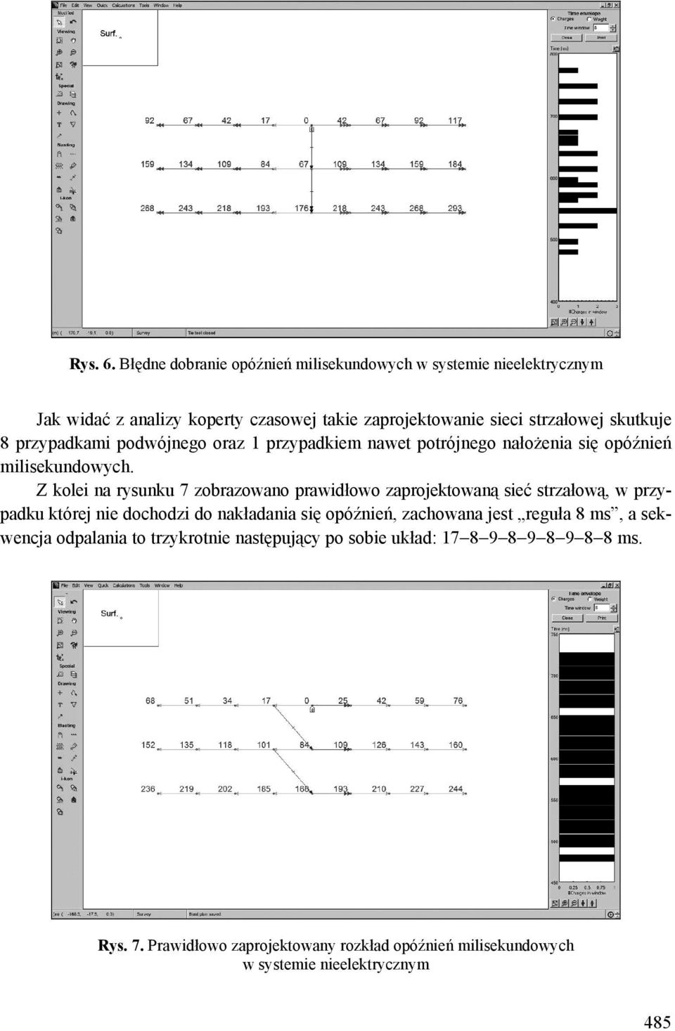 8 przypadkami podwójnego oraz 1 przypadkiem nawet potrójnego nałożenia się opóźnień milisekundowych.