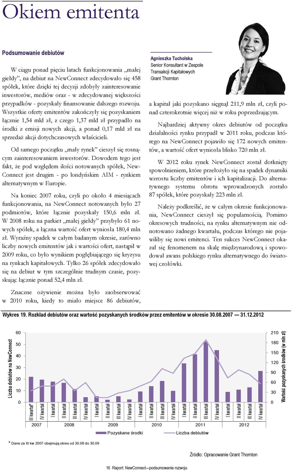 giełdy, na debiut na NewConnect zdecydowało się 458 spółek, które dzięki tej decyzji zdobyły zainteresowanie inwestorów, mediów oraz - w zdecydowanej większości przypadków - pozyskały finansowanie