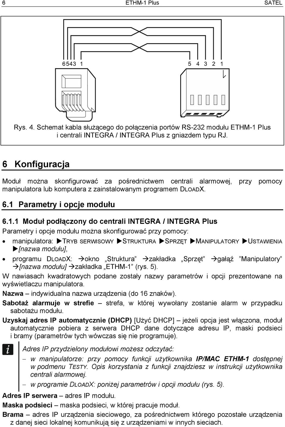 Parametry i opcje modułu 6.1.