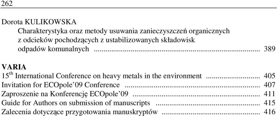 .. 389 VARIA 15 th International Conference on heavy metals in the environment.