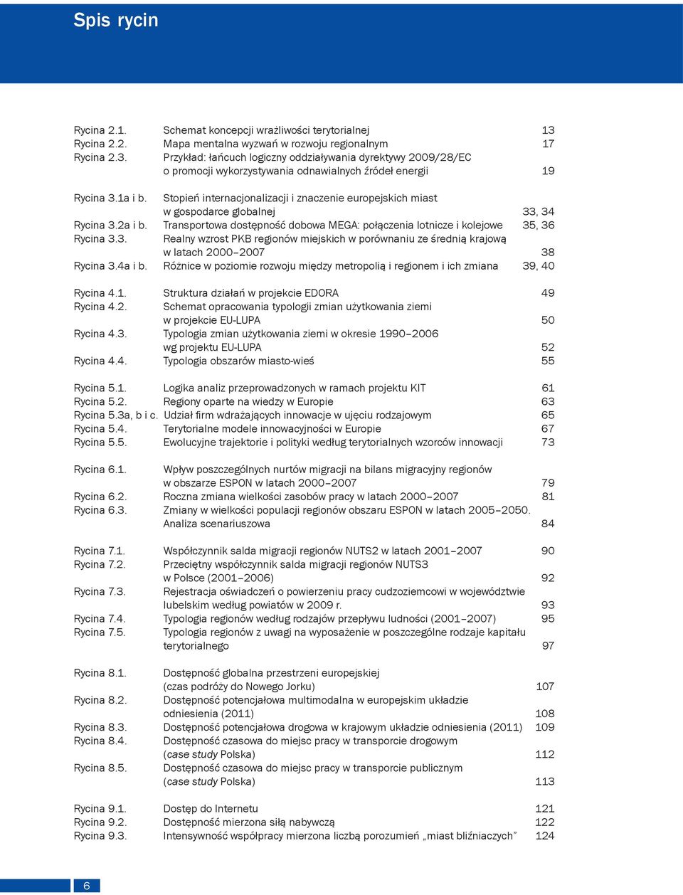 4a i b. Różnice w poziomie rozwoju między metropolią i regionem i ich zmiana 39, 40 Rycina 4.1. Struktura działań w projekcie EDORA 49 Rycina 4.2.