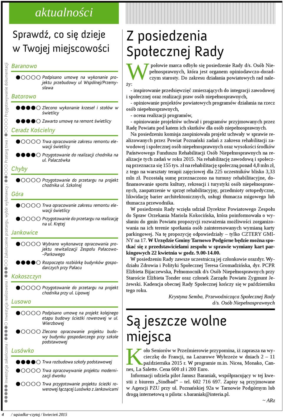 opracowanie zakresu remontu elewacji świetlicy Przygotowanie do realizacji chodnika na ul. Palaczówka Chyby Przygotowanie do przetargu na projekt chodnika ul.