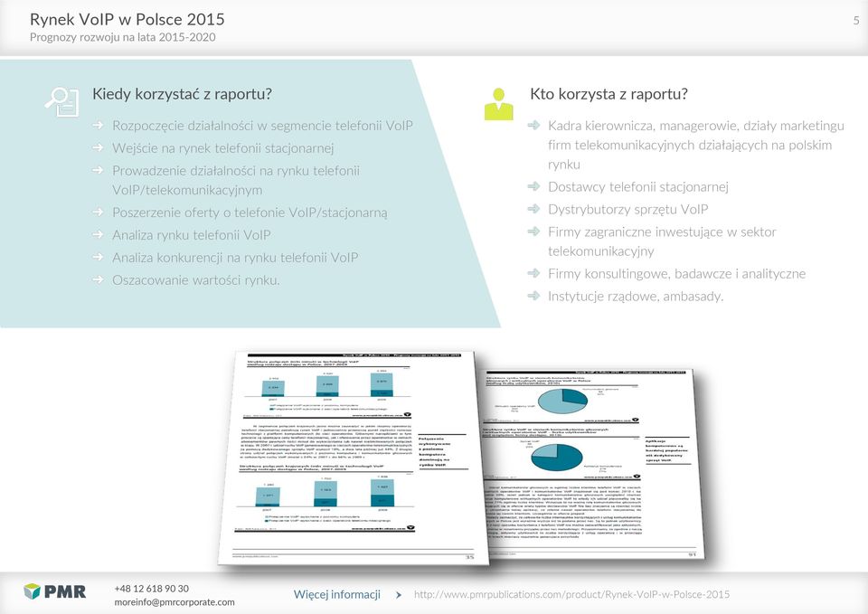 telefonie VoIP/stacjonarną Analiza rynku telefonii VoIP Analiza konkurencji na rynku telefonii VoIP Oszacowanie wartości rynku. Kto korzysta z raportu?