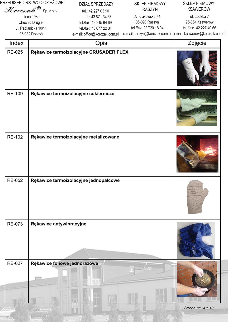 metalizowane RE 052 Rękawice termoizolacyjne jednopalcowe RE 073