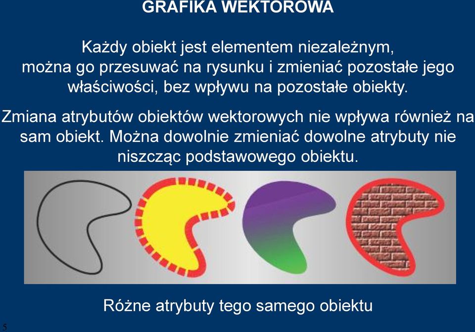 Zmiana atrybutów obiektów wektorowych nie wpływa również na sam obiekt.