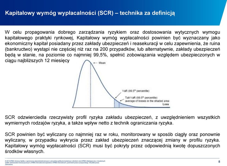 przypadków, lub alternatywnie, zakłady ubezpieczeń będą w stanie, na poziomie co najmniej 99,5%, spełnić zobowiązania względem ubezpieczonych w ciągu najbliższych 12 miesięcy.