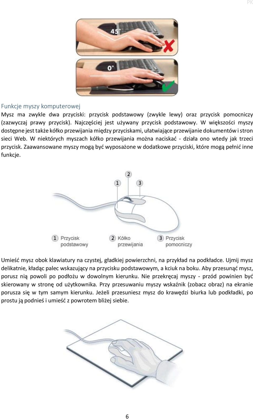 W niektórych myszach kółko przewijania można naciskać - działa ono wtedy jak trzeci przycisk. Zaawansowane myszy mogą być wyposażone w dodatkowe przyciski, które mogą pełnić inne funkcje.