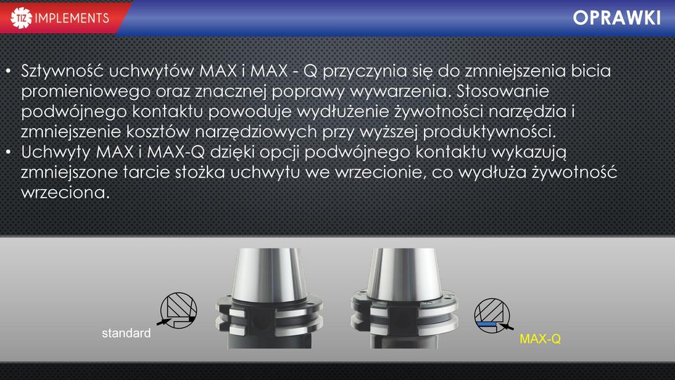 Stosowanie podwójnego kontaktu powoduje wydłużenie żywotności narzędzia i zmniejszenie kosztów