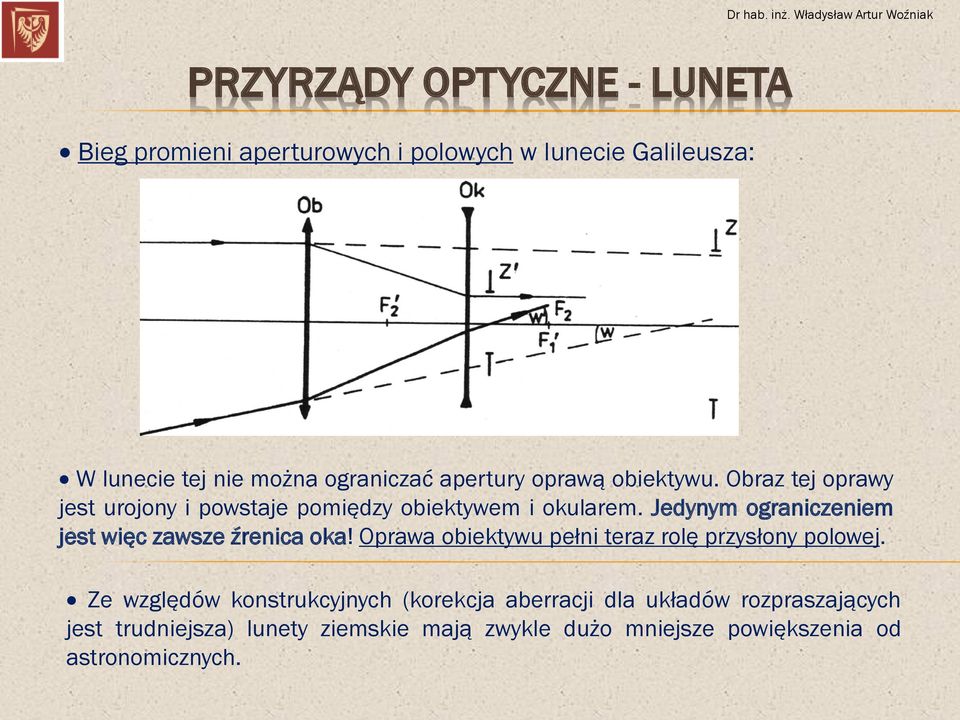 Jedynym ograniczeniem jest więc zawsze źrenica oka! Oprawa obiektywu pełni teraz rolę przysłony polowej.