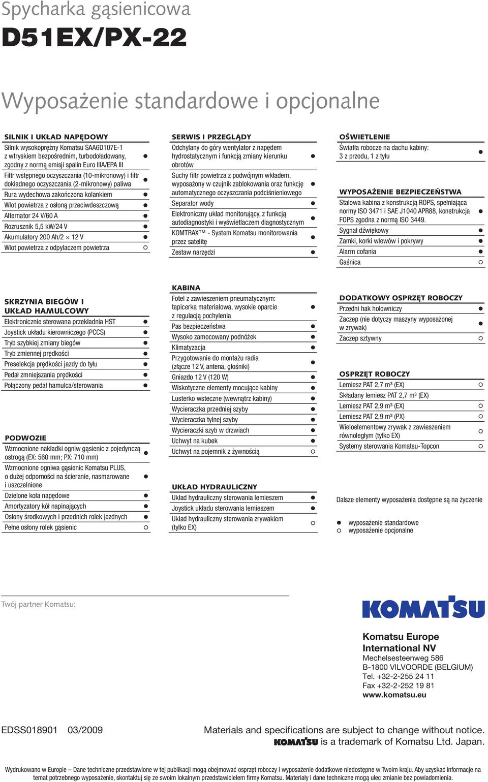 Wlot powietrza z osłoną przeciwdeszczową Alternator 24 V/60 A Rozrusznik 5,5 kw/24 V Akumulatory 200 Ah/2 12 V Wlot powietrza z odpylaczem powietrza Odchylany do góry wentylator z napędem