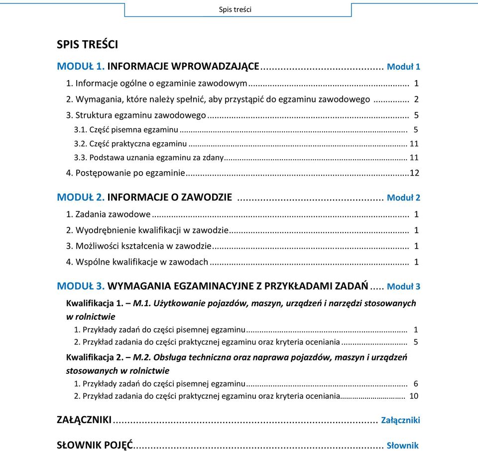 .. 1 W... 1 M... 1 4. W... 1 MODUŁ WYMAGANIA EGZAMINACYJNE Z PRZYKŁADAMI ZADAŃ... M Kwalifikacja 1.