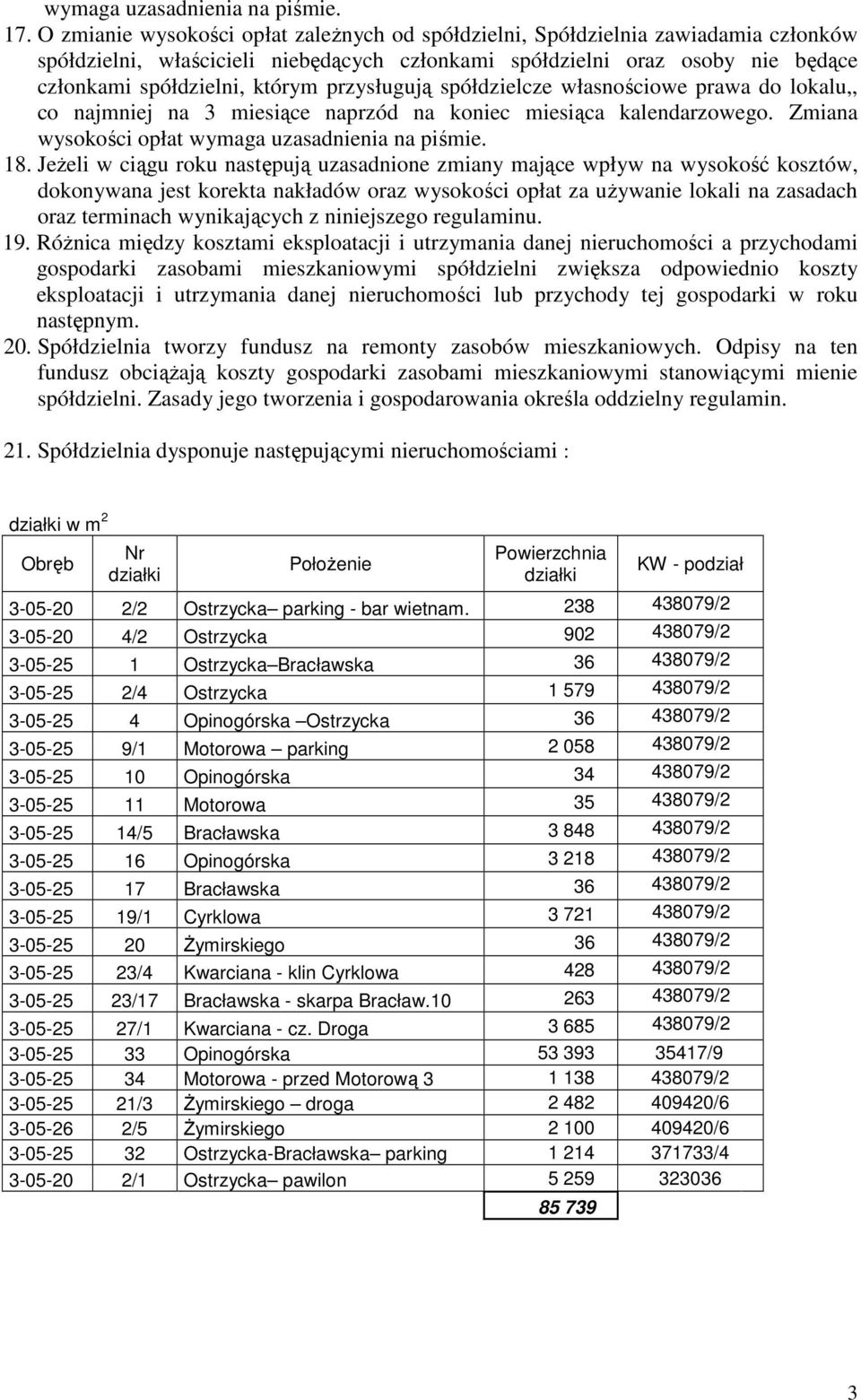 przysługują spółdzielcze własnościowe prawa do lokalu,, co najmniej na 3 miesiące naprzód na koniec miesiąca kalendarzowego. Zmiana wysokości opłat wymaga uzasadnienia na piśmie. 18.