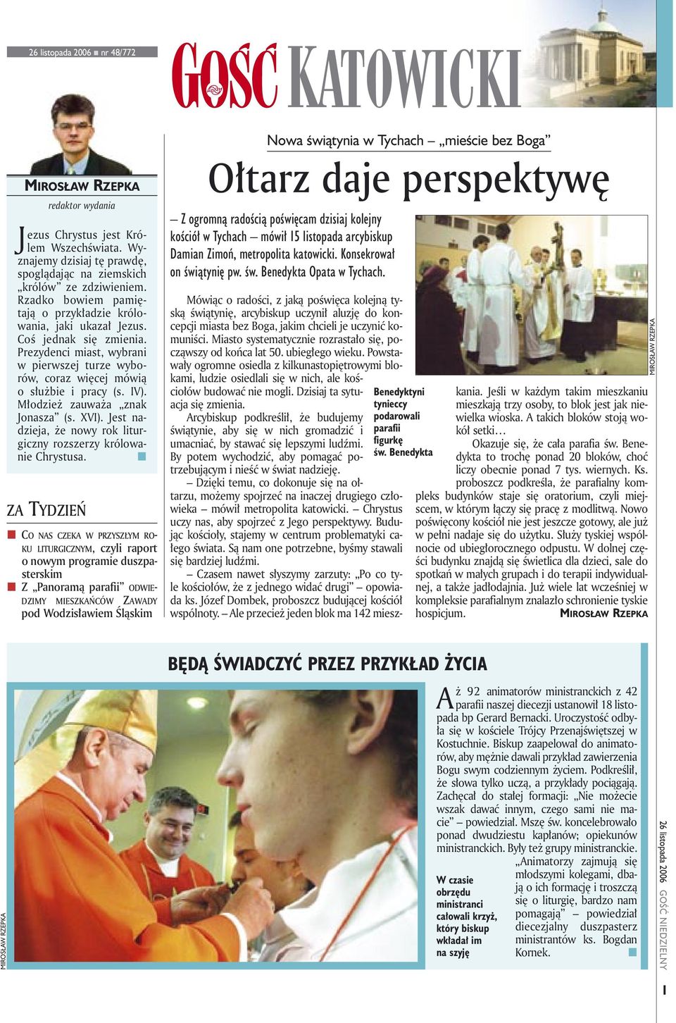 Młodzież zauważa znak Jonasza (s. XVI). Jest nadzieja, że nowy rok liturgiczny rozszerzy królowanie Chrystusa.