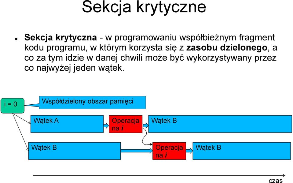 chwili może być wykorzystywany przez co najwyżej jeden wątek.
