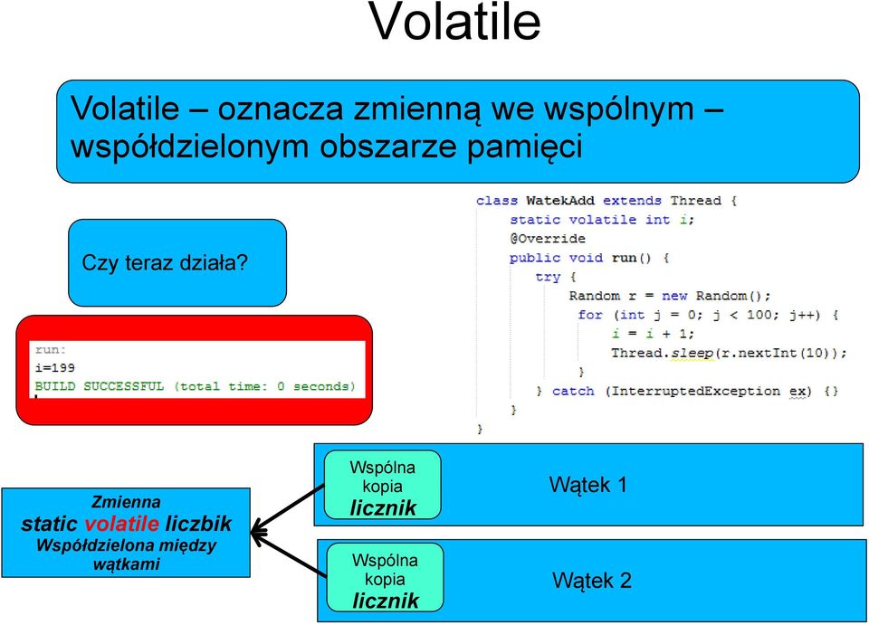 Zmienna static volatile liczbik Współdzielona między